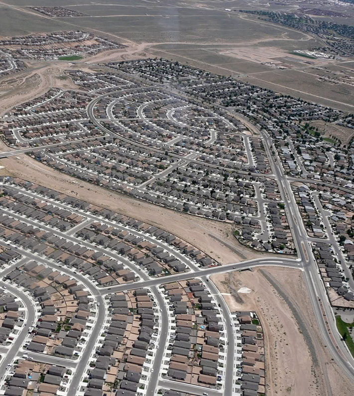 Rio Rancho sky shot overlooking the land and house grid patterns.