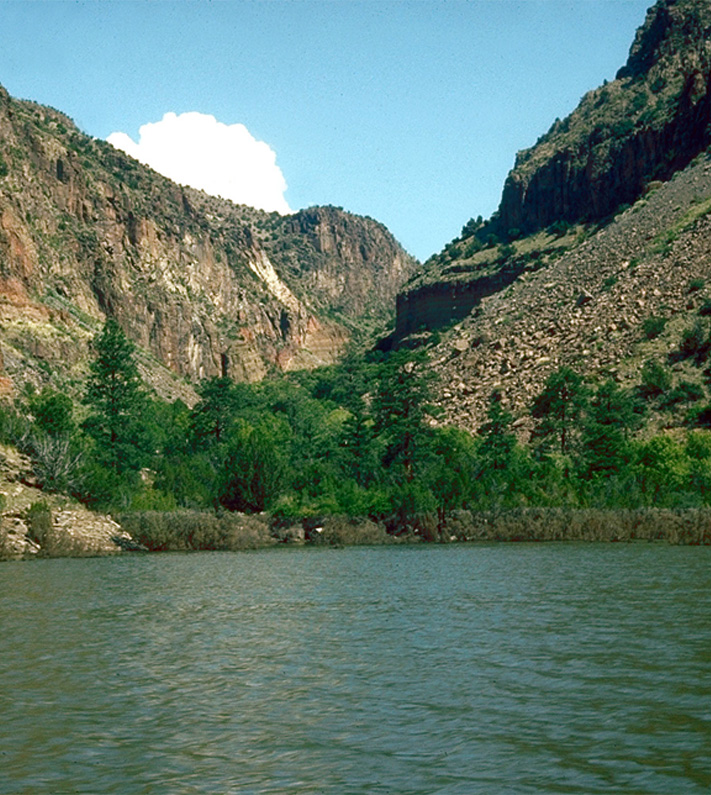 Chochiti Lake beauty shot with moutnins in the background